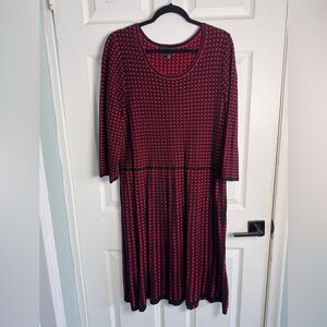 Lane Bryant Black and Red Patterned Long Sleeve Dress
